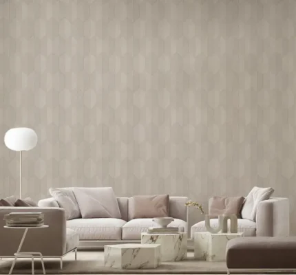 Beige Embossed Wallpaper – Geometric Herringbone (1501-3)